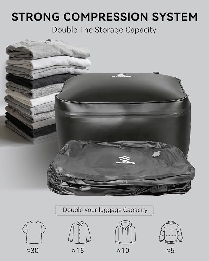 41L Travel Vacuum Bags with Pump, 180° Open,Compression Bags for Travel Luggage, Reusable IP67 Waterproof Vacuum Seal Packing Cubes for Carry On Suitcase and Backpack (1PC + Pump)