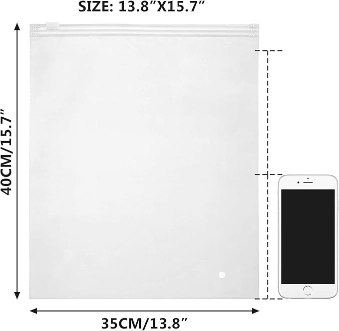 Plastic Storage Bags with Zipper, 25pcs 3 mil Thick 14x16 Picture Frame Mailing Poly Bags for Shipping Clothes, T Shirt, Large Ziplock for Storage with Vent Holes