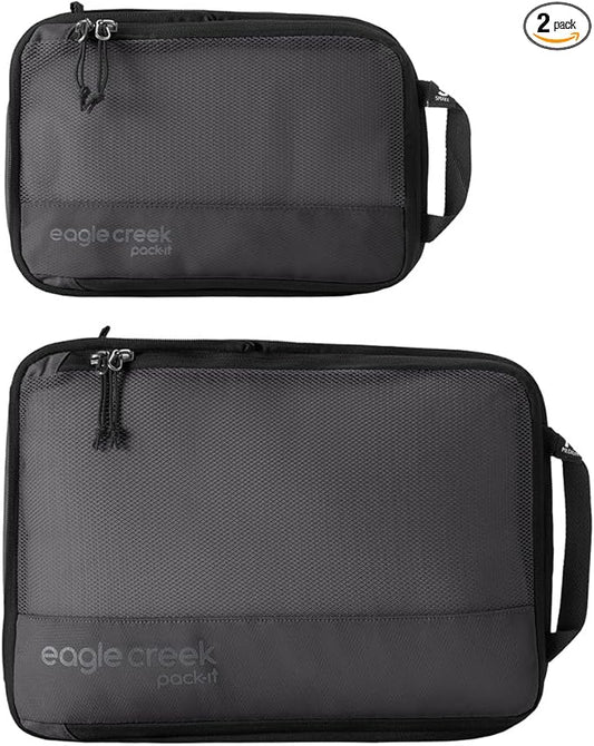 Eagle Creek Pack-It Reveal Compression Cube - Lightweight Compression Cube for Optimizing Luggage Space - Convenient Top Handle - Easy-Grab Zipper - Washable - S/M Set - Black