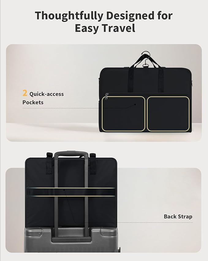 ECOHUB 8-in-1 Hanging Packing Cubes, Foldable Travel Storage Bag, Travel Organizer Expandable Packing Cube for Suitcase or Luggage (Black)