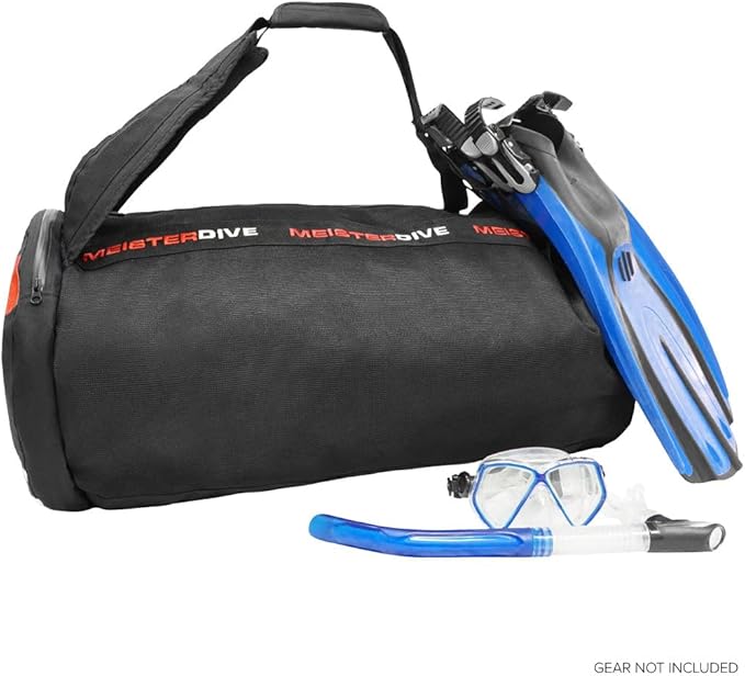 Meister Mesh Duffel Backpack Dive Bag w/Dry Pocket for Scuba & Snorkeling
