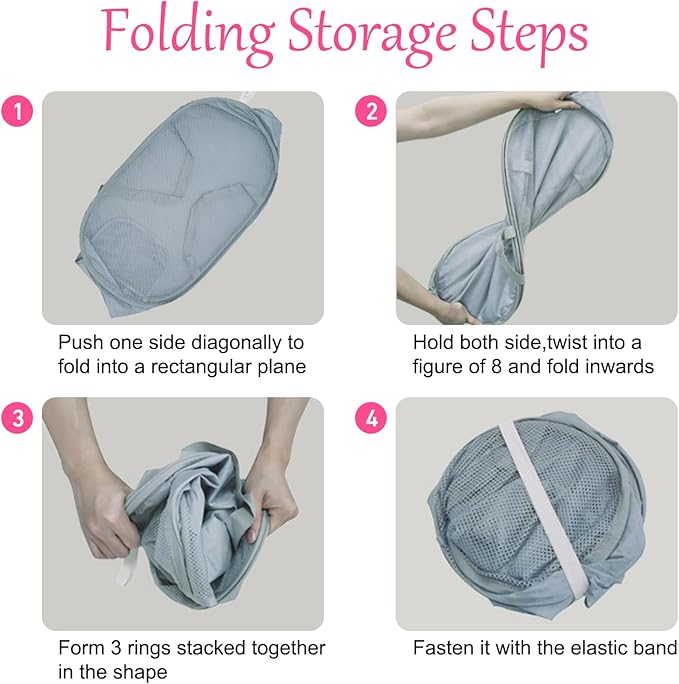 4PCS Mesh Laundry Hamper,Collapsible Laundry Baskets,75L Large Foldable Dirty Laundry Clothes Hamper Storage Basket Horizontal with Side Pocket&carry Handle for Home Travel grey Emerald