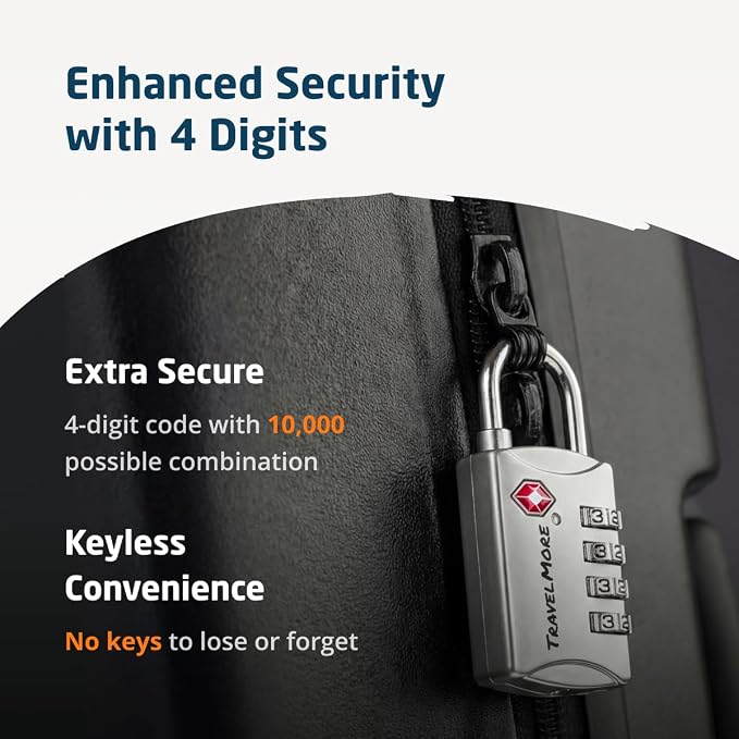 TravelMore Luggage Locks TSA Approved, 4-Digit Travel Combination Locks - Image 7