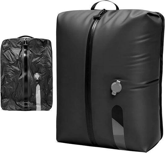 LONGHIKER Travel Vacuum Storage Bags Reusable Airless Space Saver Compression Bags for Carry-On Suitcase and Backpack,IPX8 Waterproof TPU Vacuum Seal Bags for Clothing (1PC-16L-No Pump)
