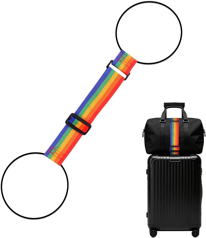 Luggage Connector Straps, Adjustable Elastic Durable Straps for Connecting Luggage Bags to Suitcases, Hands-Free Travel Essential (Rainbow) by Unknown
