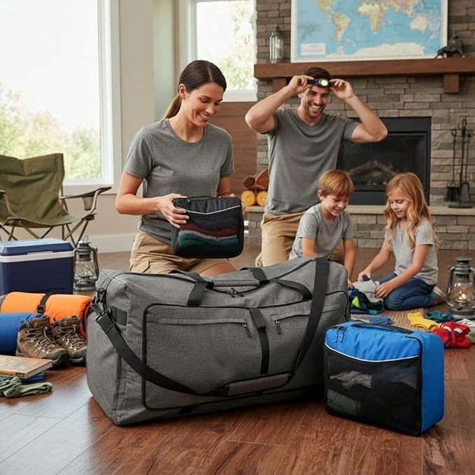 Bago Extra Large Duffle Bag for Travel Women & Men. Durable, Lightweight, Foldable Travel Duffel Bags For Traveling Women. 120L Duffle Bags Use As a Weekender Bag with Shoe Compartment, Checked Duffel