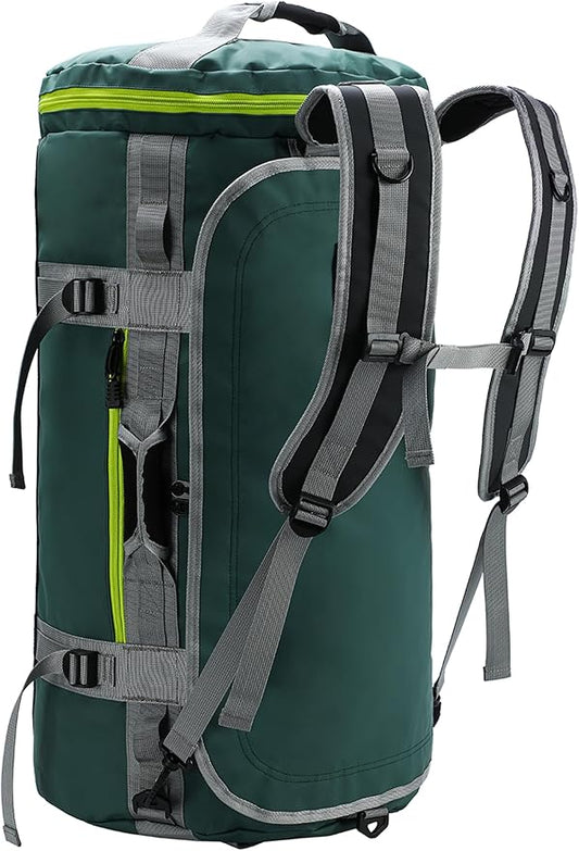 MIER Large Duffel Backpack Sports Gym Bag with Shoe Compartment, Heavy Duty and Water Resistant, Green, 60L