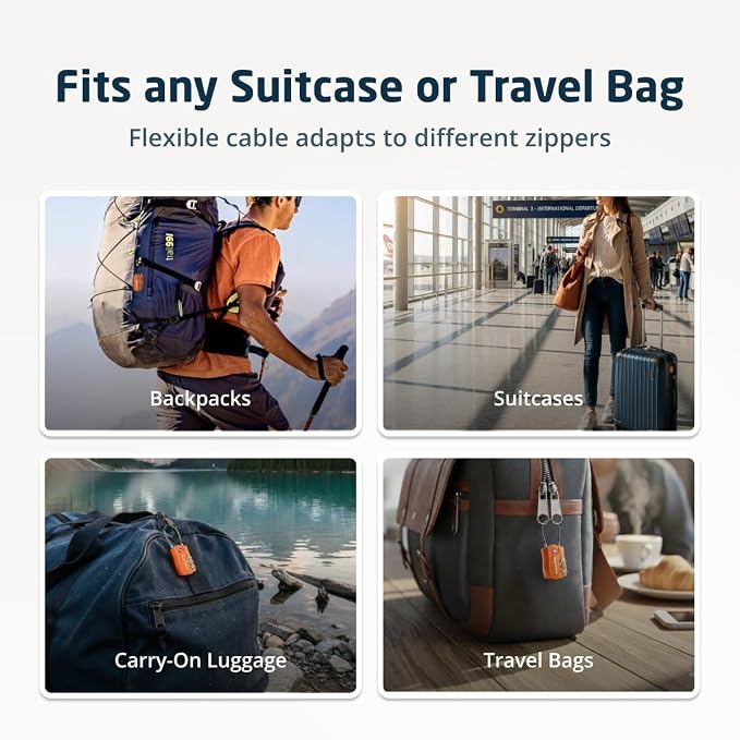 TravelMore TSA Approved Luggage Locks, Travel Combination Cable Locks - Image 6