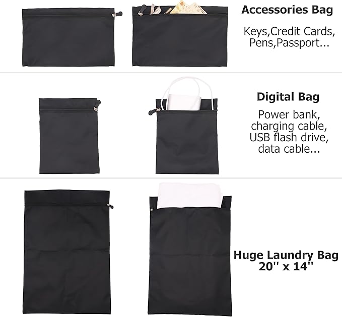 DoubleTrip 9-Piece Black Travel Organizer Set with 4 Packing Cubes, Cosmetic Organizer, Shoe & Electronics Pouches, and Accessories & Laundry Bag for Luggage Storage & Travel Essentials