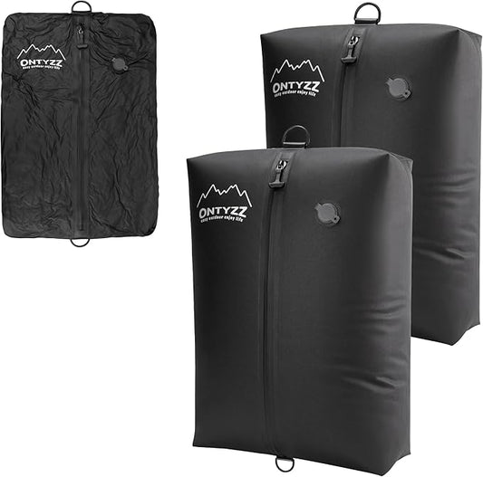 ONTYZZ Vacuum Bags for Travel, IPX8 Waterproof Space Saver Vacpack, GRS Certified Recycled Compression Bag (2PC, Black, NO Air Pump)