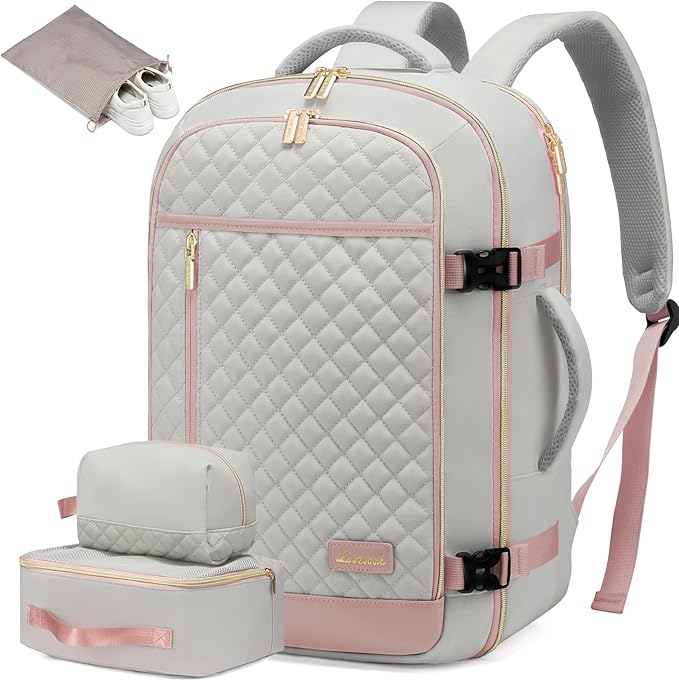 LOVEVOOK Large Travel Backpack for Women, 40L Carry on Backpack for Airplanes,TSA Personal Item Travel Bag fits 17" Laptop,Travel Essentials Carry On Bag Flight Approved with 3 Packing Cubes