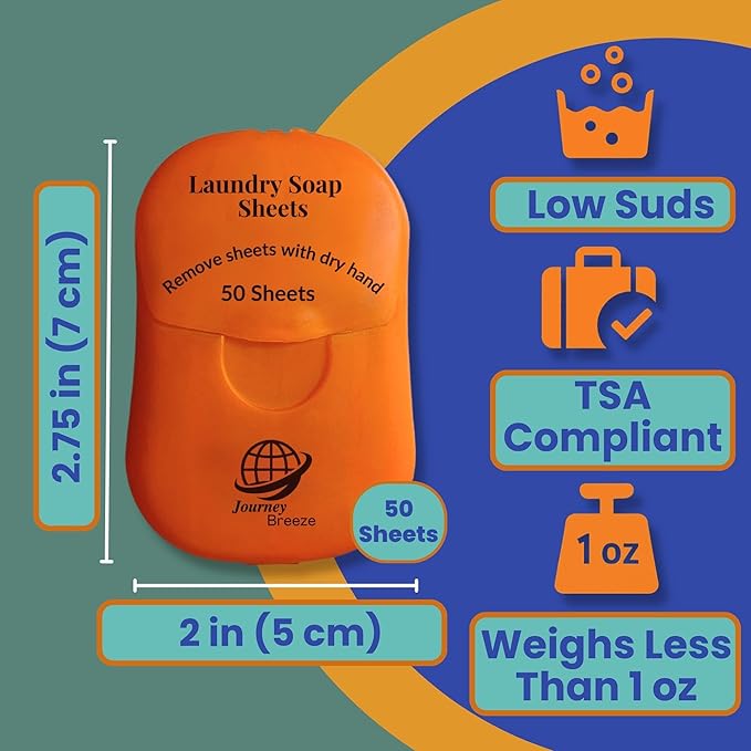 Travel Laundry Detergent Sheets Bundle – 50 Count Hand Wash + 20 Count Machine Wash Laundry Detergent Sheets for Sink Washing in Hotels, Cruises, Camping & Backpacking