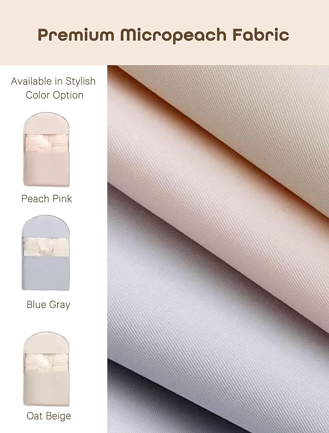 Space Saving Hanging Garment Bag with Self Compression Zipper with Large Clear Window Oat Beige Closet Organizer Otherwise Space-saving Compression Garment Bag (L)