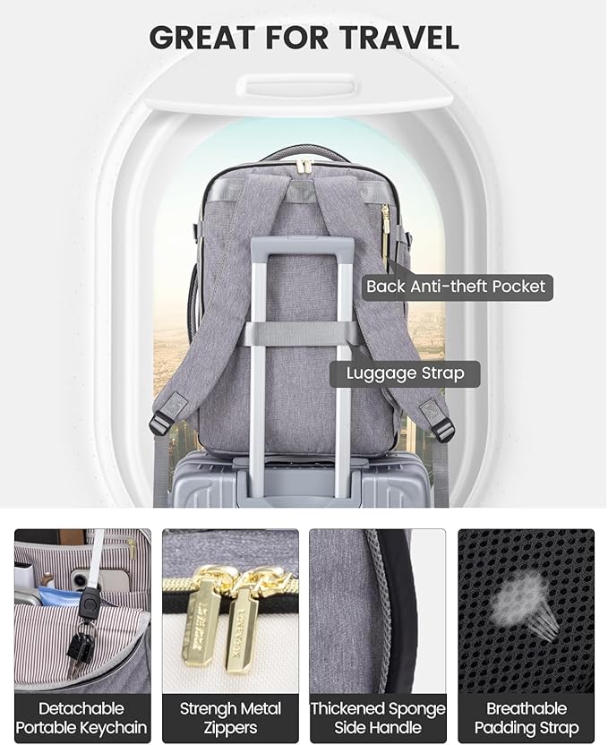 LOVEVOOK Travel Backpack for Women,40L Carry On Backpack for Airplanes,17.3 Inch Laptop Personal Item Travel Bag