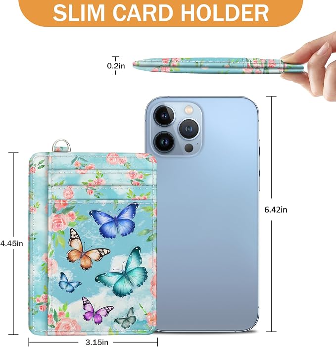 Yonlevres Credit Card Holder Slim RFID Wallet Women Small Butterfly Travel - Image 6