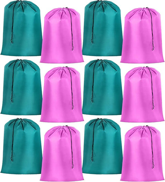 Woanger 12 Pack 28 x 45 Inch Extra Large Laundry Bags Bulk Washable Travel Laundry Bag with Drawstring Closure Large Dirty Clothes Organizer for College Dorm Home Hotel Camping(Cute Colors)