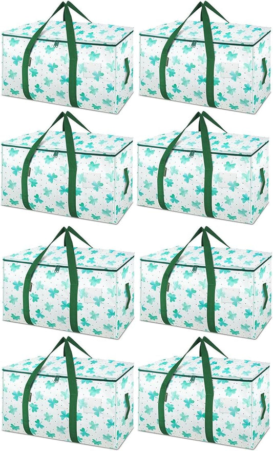 BALEINE 8-Pack Oversized Moving Bags with Reinforced Handles, Heavy-Duty Storage Tote for Clothes, Moving Supplies (Clover, 8-Pack)