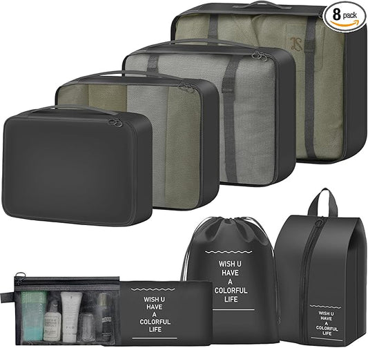 8 Set Packing Cubes for Travel Suitcase Organizer Bags Luggage Packing Cubes Set Travel Essentials Accessories Gifts for Women
