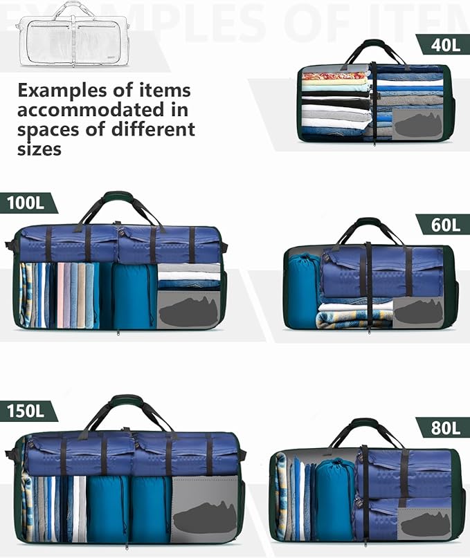 Gonex Large Foldable Travel Duffle Bag with Shoes Compartment, Packable Lightweight Water Repellent Duffel Bag for Camping Gym Weekender Bag