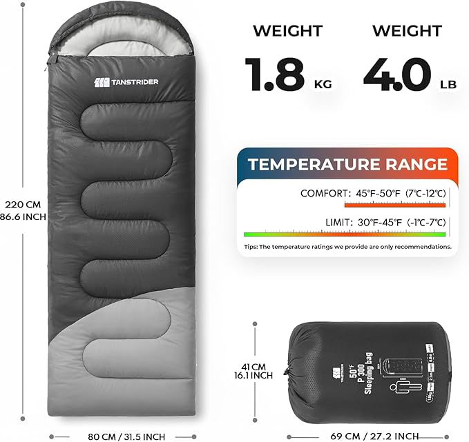 Sleeping Bag for Adults Warm Weather, Compact Lightweight Backpacking Sleeping Bag with Compression Sack, Camping Essentials Gear for Hiking Travel Climbing Outdoor & Indoor Use
