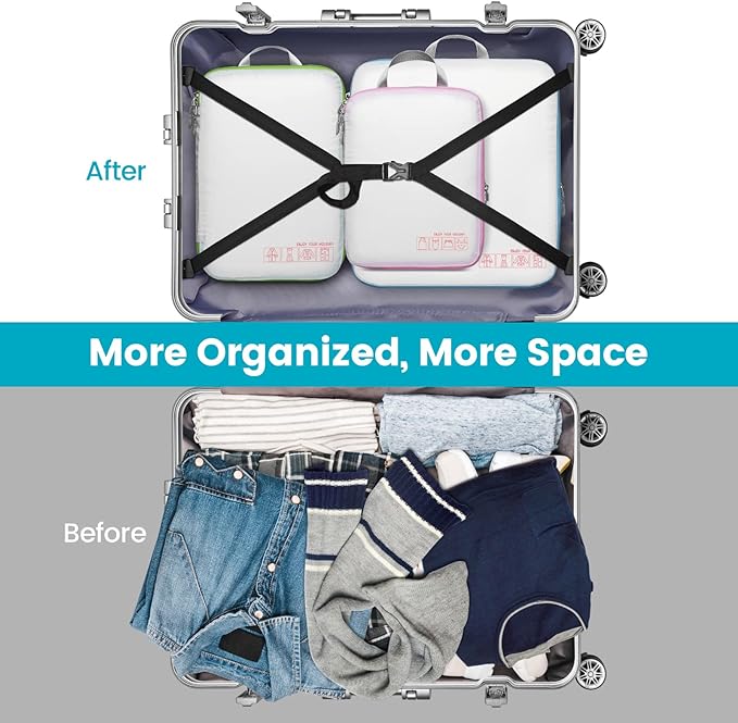 Cambond Compression Packing Cubes for Travel - Lightweight Expandable Travel Bags Luggage Organizers Travel Essentials Compression Cubes for Travel Space Saver for Carry on Suitcases Organizer