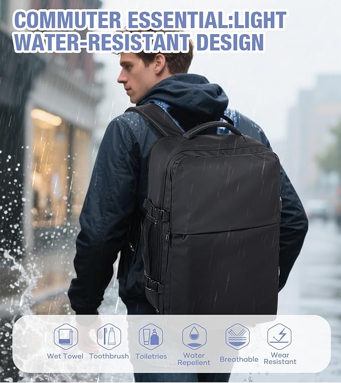 Vacuum Backpack Travel with Pump,Large Travel Backpack Vacuum System,mochila de viaje Compresion Waterproof Carry on Personal item Laptop Vacpack Backpacks Bag Men Women Airline Flight Approved Black