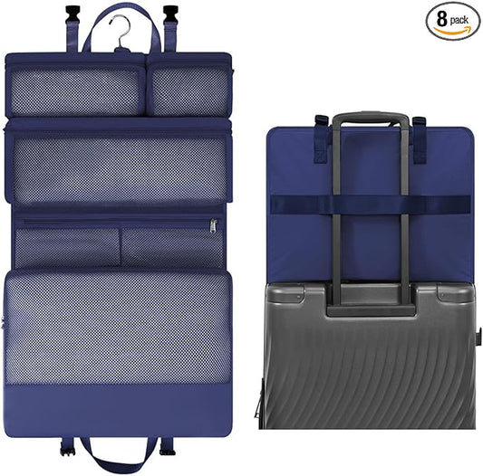 ECOHUB 8-in-1 Hanging Packing Cubes, Foldable Travel Storage Bag, Travel Organizer Expandable Packing Cube for Suitcase or Luggage (Blue)