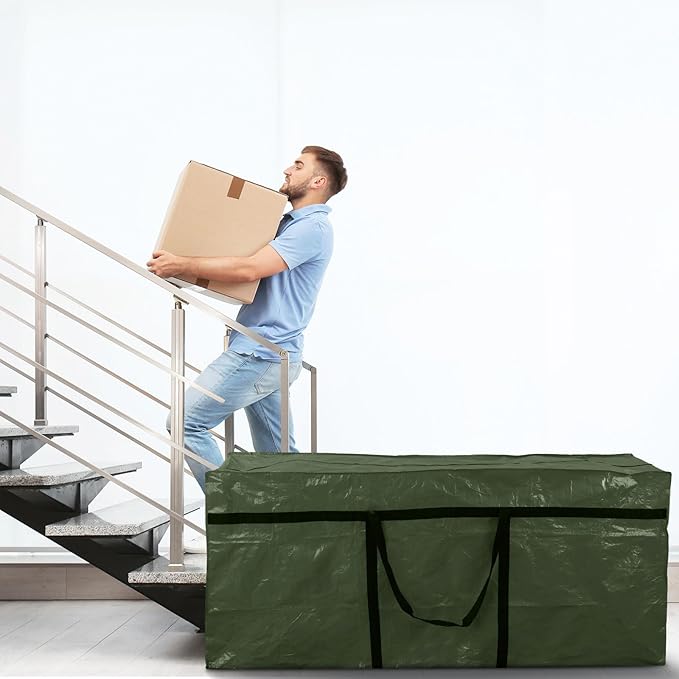 4 Pcs 176 Gallon Extra Large Moving Bags Heavy Duty Storage Bag with Strong Zipper Handle Foldable XXL Jumbo Storage Tote Packing Moving Box for College Dorm Travel Cloth Duffle (Green)