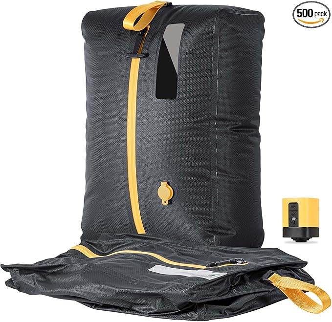 Vacuum Bags for Travel w/Rechargeable Pump, 24L Reusable Vacuum Compression Bag Packing Cubes for Carry-On Suitcase & Backpack, IP67 Waterproof Space Saver Vacpack Storage Kit (1 Pack+Pump)