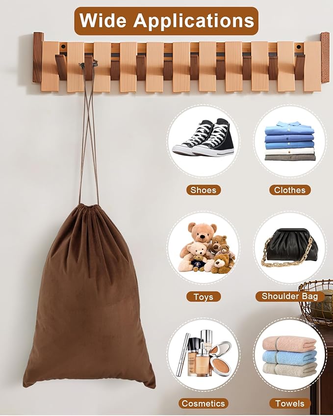 FantasyLife Shoe Bags for Travel, Washable Dust Bags for Storage & Packing, Flannel Shoe Pouch with Drawstring Closure for Purses, Handbags, Shoes & Toys (2, Mocha Mousse, 17.3"x12.6")