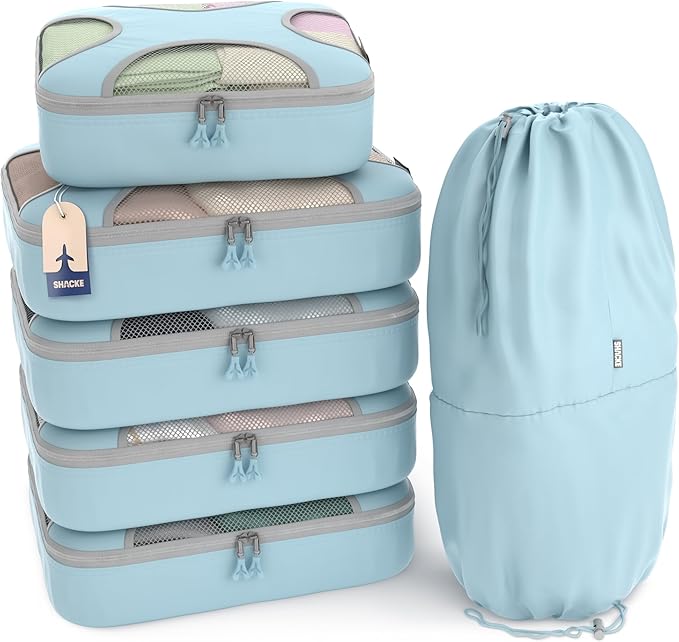 Shacke Packing Cubes for Travel 6 Set - Premium Luggage Organizer Bags - Versatile Travel Organizer for Women and Men - Optimized Packing Bags - Travel Essentials
