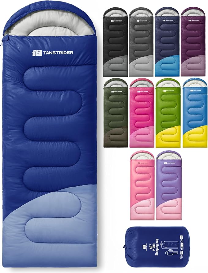Sleeping Bag for Adults Warm Weather, Compact Lightweight Backpacking Sleeping Bag with Compression Sack, Camping Essentials Gear for Hiking Travel Climbing Outdoor & Indoor Use