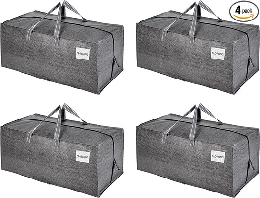 VENO 4 Pack Heavy Duty Moving Bags with Backpack Straps, Zippers & Handles, Extra Large Packing Bags for College Dorm Essentials, Moving Supplies Alternative to Cardboard Moving Boxes