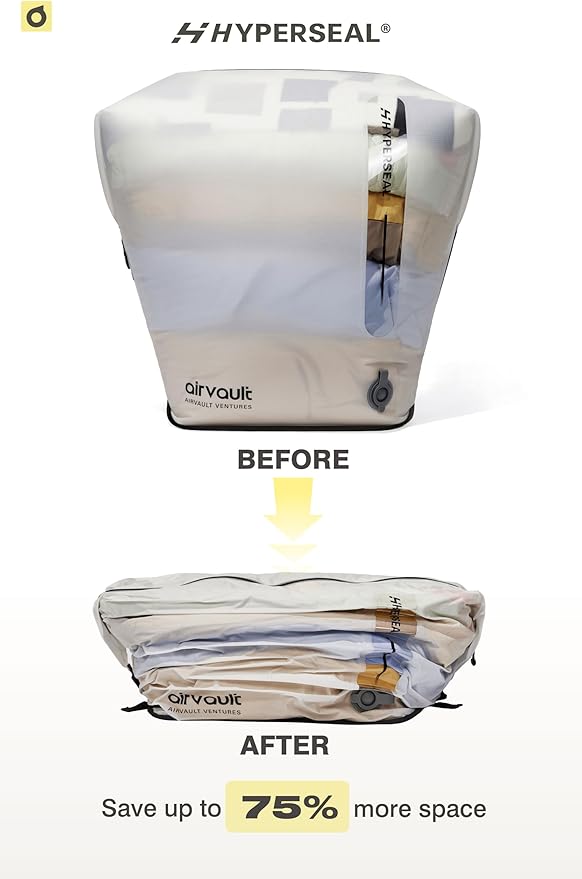 AirVault Premium Reusable Vacuum Seal Storage Bag for Carry On Suitcases & Backpack, Space Saver Airline Travel Vacpack, Pump Included (120L Tapered Duffle, 3-Pack)