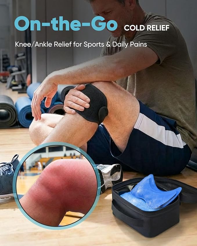 Instant Ice Packs for Injuries Reusable, 4+ Hours Long Lasting Cold Pack with 2 Hands-Free Wrap, All-in-1 Cold Compress Kit (4 Gel Packs, Ice Block, Cooler Bag) | Pain Relief for Sports, Ankle, Knee