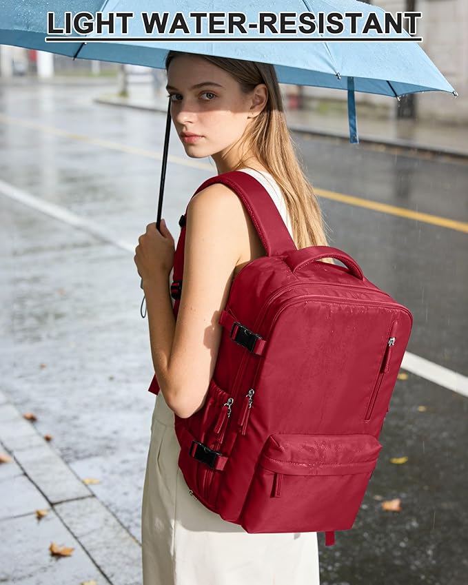 WONHOX Vacuum Seal Backpack for Travel with Air Pump Compression Daypack Personal Item Carry on Flight Approved Vacpack Laptop Space Saver Bags Storage with Vacuum System Travel Bag Women Men Red