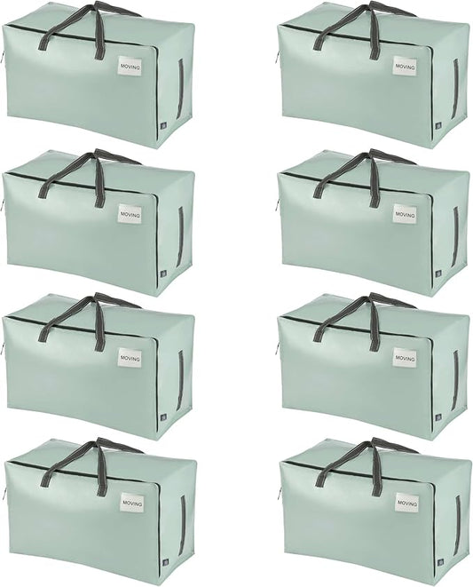 VENO 8 Pack Extra Large Heavy Duty Moving Bags with Wide Opening & Reinforced Handles, Reusable Storage Tote Bags with Strong Zippers for Clothes, College Dorm Essentials & Moving Supplies