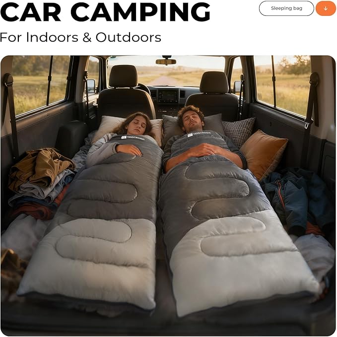 Sleeping Bag for Adults Warm Weather, Compact Lightweight Backpacking Sleeping Bag with Compression Sack, Camping Essentials Gear for Hiking Travel Climbing Outdoor & Indoor Use