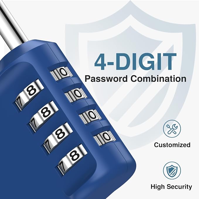 Puroma Combination Lock 4 Digit Gym Locker Padlock Waterproof, 1 Blue - Image 2