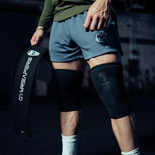 Gymreapers Knee Sleeves (1 Pair) with Gym Bag - IPF Approved - Support Compression Brace for Squats, Fitness, Weightlifting, Cross Training, Powerlifting - 7MM Neoprene Sleeves - For Men & Women (Black/Black, X-Large)