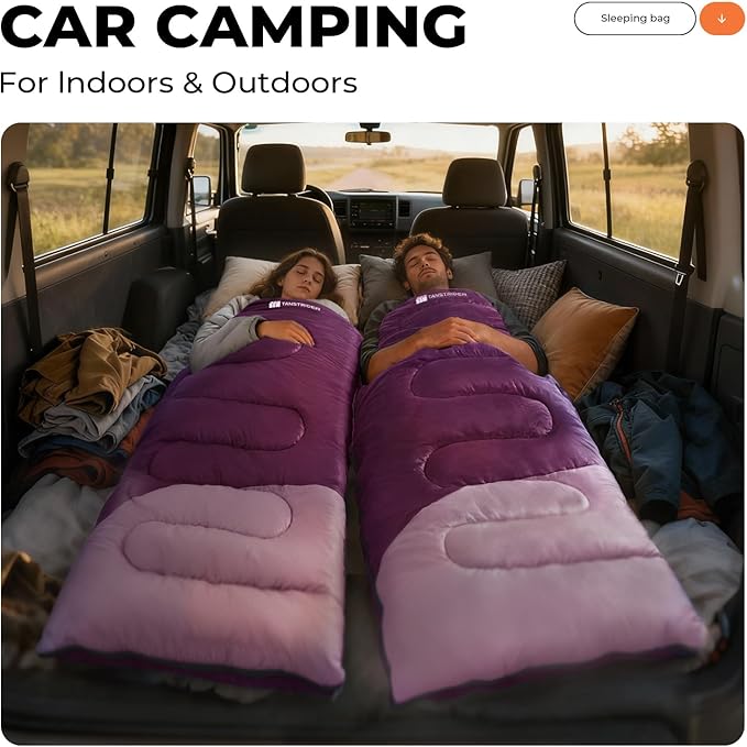Sleeping Bag for Adults Warm Weather, Compact Lightweight Backpacking Sleeping Bag with Compression Sack, Camping Essentials Gear for Hiking Travel Climbing Outdoor & Indoor Use