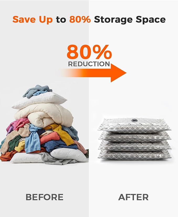 12pcs Vacuum Seal Bags for Clothing Travel, Cordless Pump, Carry-on Size Compression Packing Bags, 4000Pa Suction & 2000mAh Battery, Vacuum Storage Bags for Clothes, Luggage, Suitcase, Space Saver