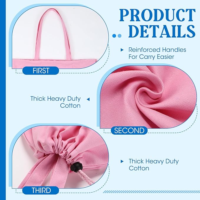 Zhehao 6 Packs Canvas Laundry Bags 20" x 28" Thick Heavy Duty Cotton Laundry Bag with Handles & Drawstring Fit a Basket or Hamper Perfect for College Dorm Apartment Dwellers and Travel(Warm Color)
