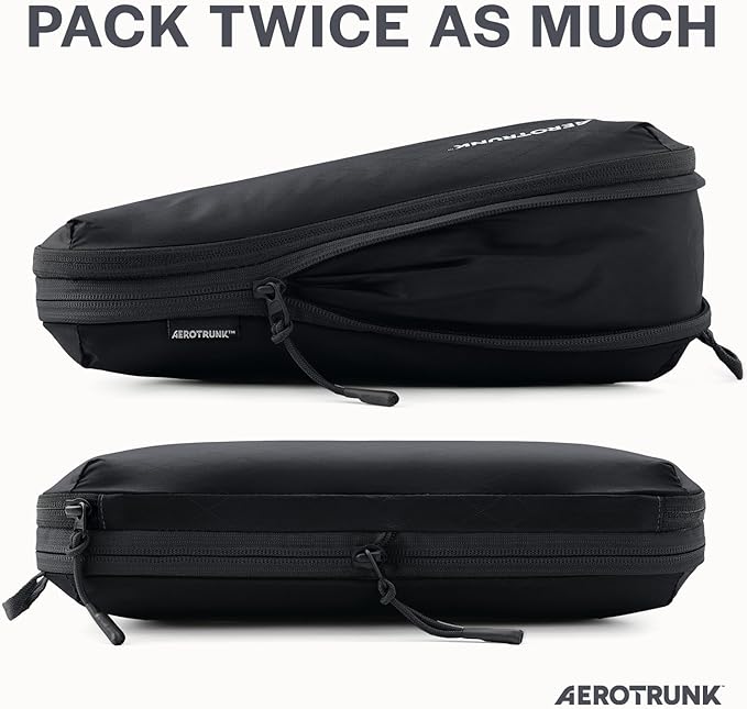 Aerotrunk Ultralight Compression Packing Cubes - Lightweight Travel Organizers for Suitcases and Luggage (6-Pack, Black)