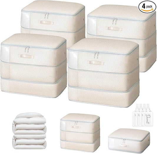 DIMJ Comforter Storage Bag - 110L Large Capacity Ultra Space Saving Self Compression Organize for Duvet, Pillow, Bedding, Blanket Storage Organizer Nylon Compression Bags, Sheet Storage