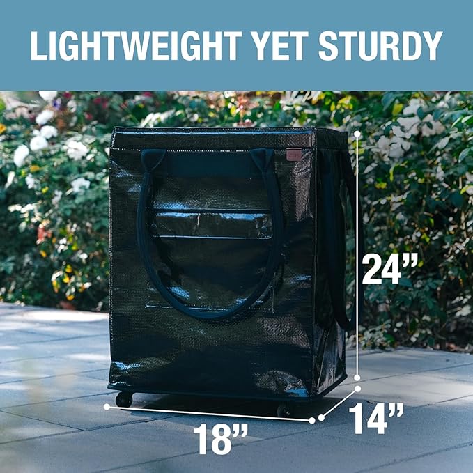 CleverMade Hauler Rolling Tote Bag, 90L Collapsible Portable Shopping Cart with Wheels for Groceries, Laundry, Organization