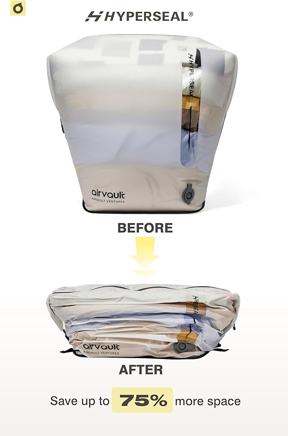 AirVault Premium Reusable Vacuum Seal Storage Bag for Carry On Suitcases & Backpack, Space Saver Airline Travel Vacpack, Pump Included (120L Tapered Duffle, 2-Pack)
