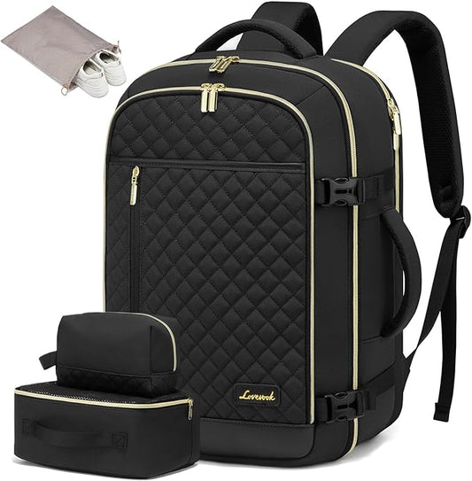 LOVEVOOK Large Travel Backpack for Women, 40L Carry on Backpack for Airplanes,TSA Personal Item Travel Bag fits 17" Laptop,Travel Essentials Carry On Bag Flight Approved with 3 Packing Cubes