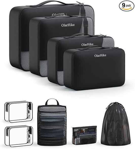 9 Set Packing Cubes for Travel, Gifts for Women Mom,Anti-Tearing Suitcase Organizer,OlarHike Vacation Essentials & Accessories for Cruise Ship