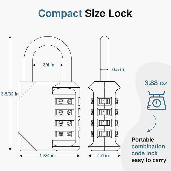 Puroma Combination Lock 4 Digit Gym Locker Padlock Waterproof, 1 Green - Image 5